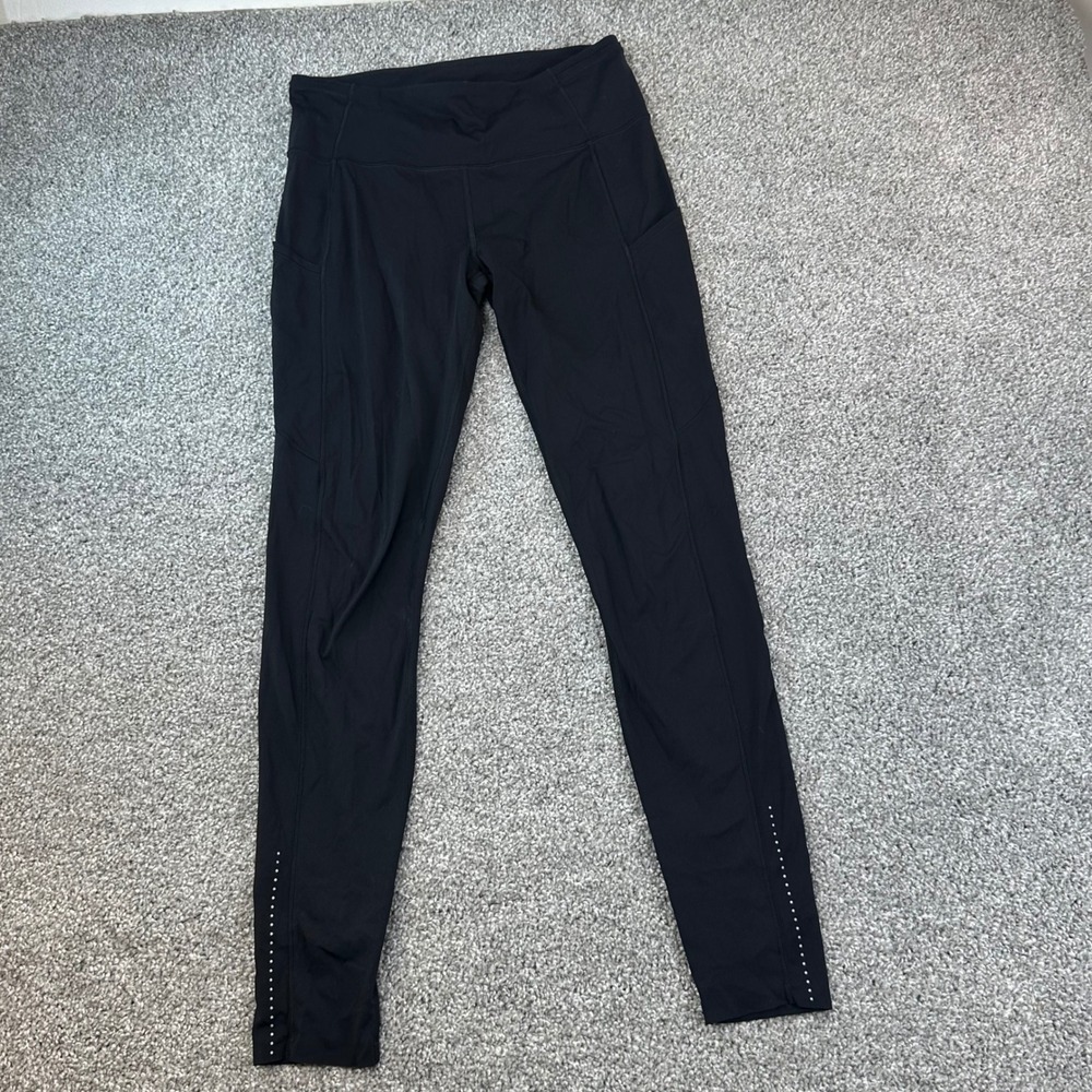 Lululemon Fast and Free Tight Leggings Full Length 28" Black Sz 8 Mid Rise